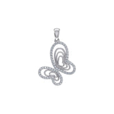 Butterfly Designer Diamond Pendant 10K White Gold
